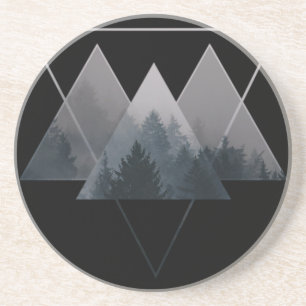 Geometry Triangles Misty Forest Coaster