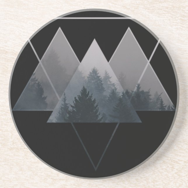 Geometry Triangles Misty Forest Coaster (Front)