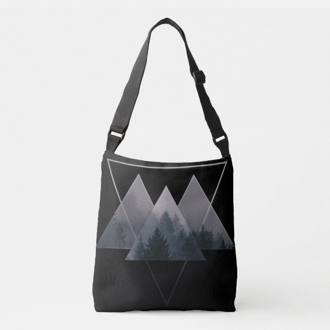 Geometry Triangles Misty Forest Crossbody Bag (Front)