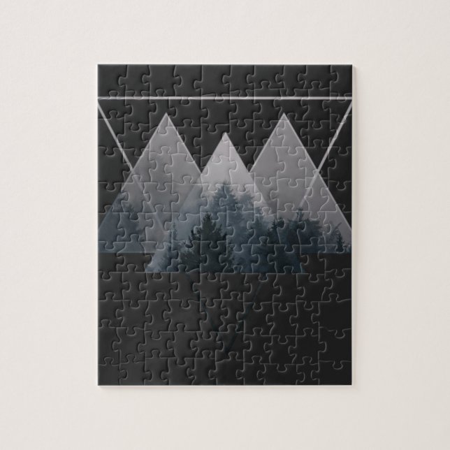 Geometry Triangles Misty Forest Jigsaw Puzzle (Vertical)