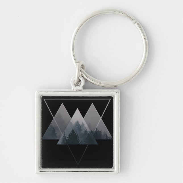 Geometry Triangles Misty Forest Key Ring (Front)