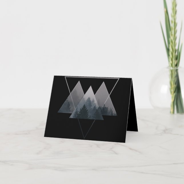 Geometry Triangles Misty Forest Note Card (Front)