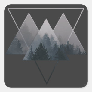 Geometry Triangles Misty Forest Square Sticker