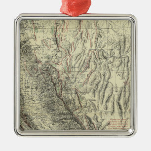 Geomorphic map, California, Nevada Metal Tree Decoration