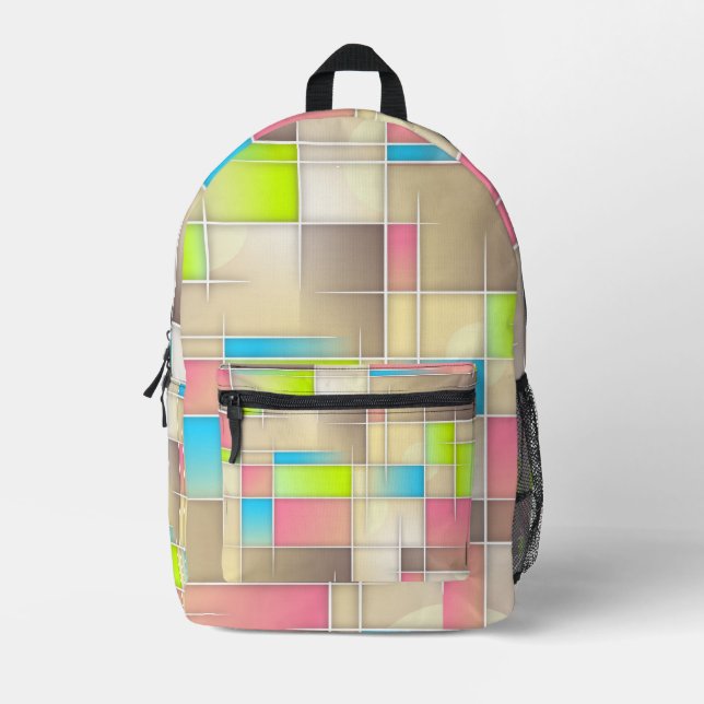 GeoPatch Urban Backpack - Vibrant Abstract Design (Front)