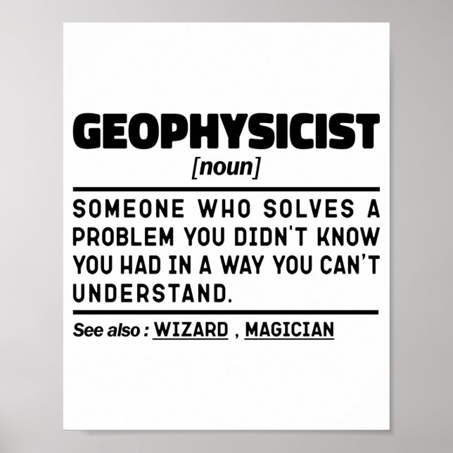 Geophysicist Noun Definition Geophysics Lover Cool Poster (Front)