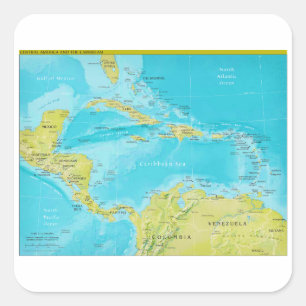 Geopolitical Regional Map of Central America Square Sticker