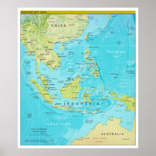 Geopolitical Regional Map of Southeast Asia Poster