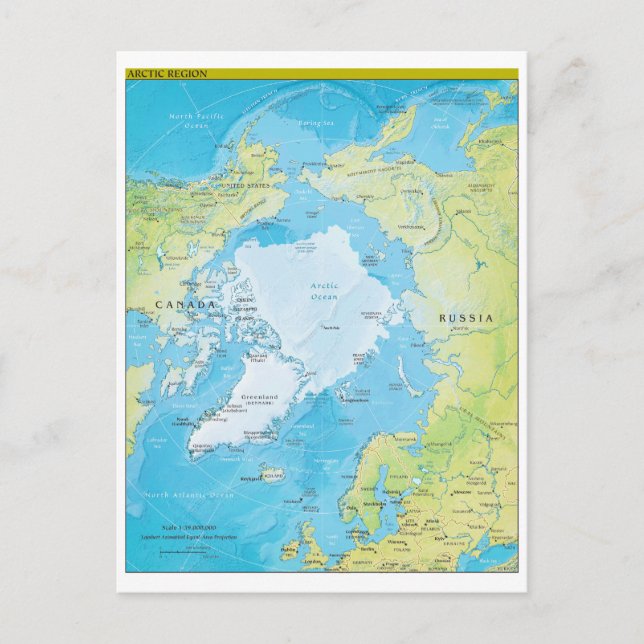 Geopolitical Regional Map of the Arctic Postcard (Front)