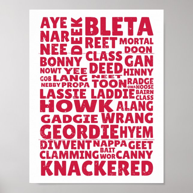 Geordie slang Northern English language Poster (Front)