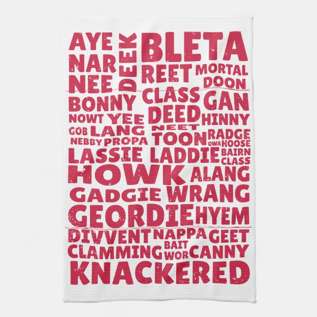 Geordie slang Northern English language Tea Towel (Vertical)
