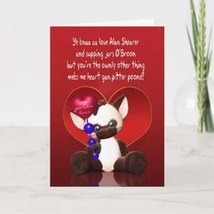 Geordie Valentine's Day Card - With Cat