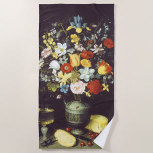 Georg Flegel Big piece of flowers (in niche) Beach Towel