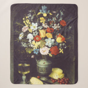 Georg Flegel Big piece of flowers (in niche) Sherpa Blanket