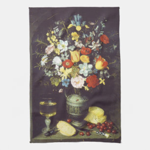 Georg Flegel Big piece of flowers (in niche) Tea Towel