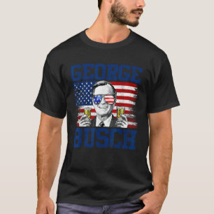 George 43rd President Drinking Beer Party USA Flag T-Shirt