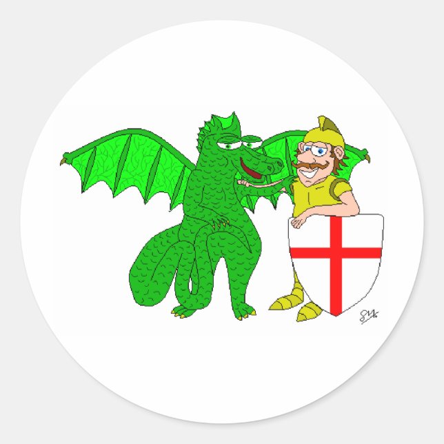 George and the Dragon Classic Round Sticker (Front)