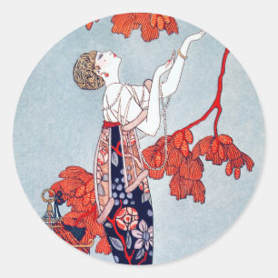 George Barbier "L'Oiseau Volage" 1914 Classic Round Sticker