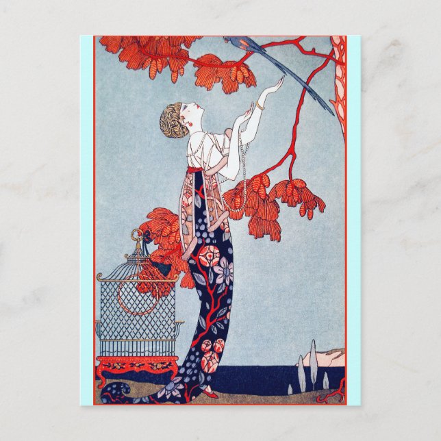 George Barbier "L'Oiseau Volage" 1914 Postcard (Front)