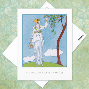 George Barbier Picking Fruit French Fashion Postcard