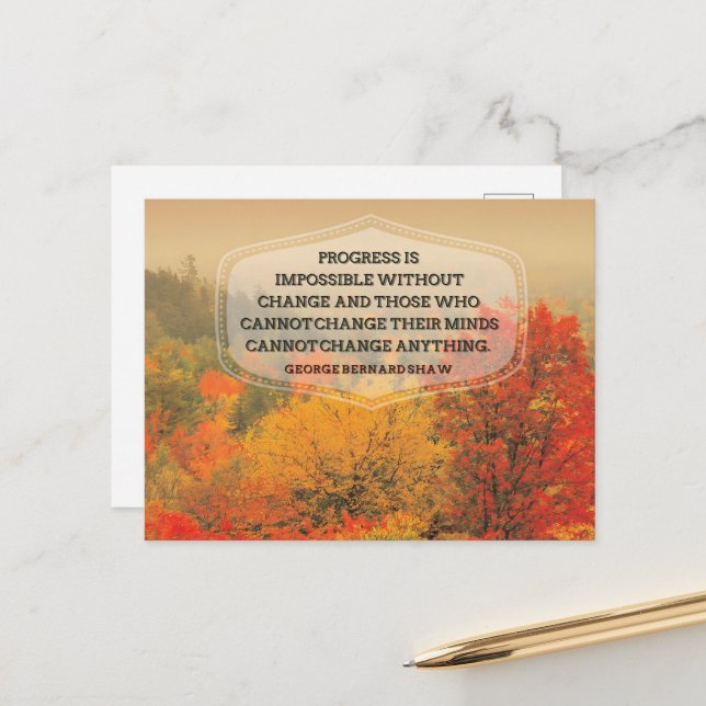 George Bernard Shaw Inspirational Quote "Change" Postcard (Front/Back In Situ)