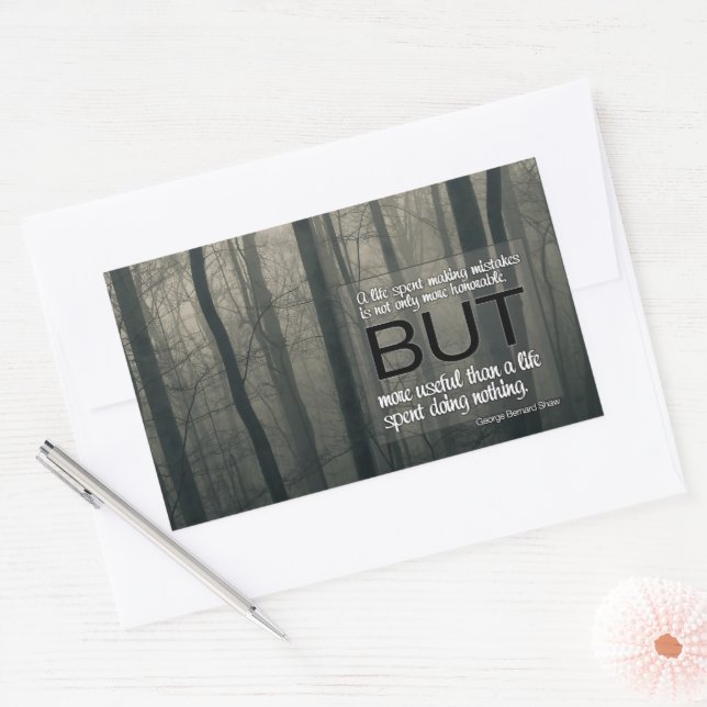 George Bernard Shaw Inspirational Quote "Mistakes" Rectangular Sticker (Envelope)