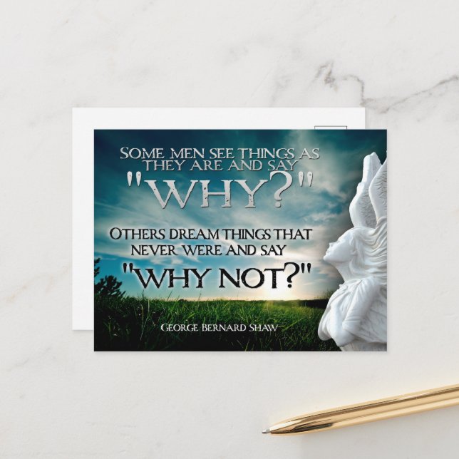 George Bernard Shaw Inspirational Quote "Why not" Postcard (Front/Back In Situ)