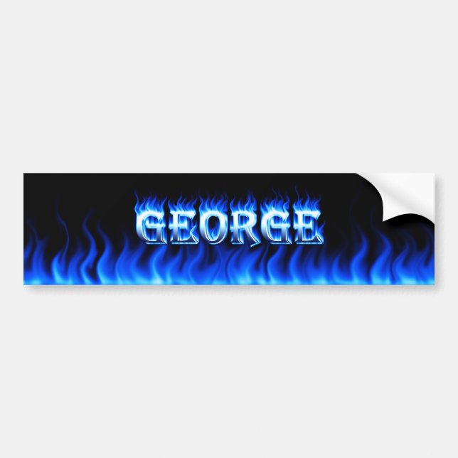 George blue fire and flames bumper sticker design. (Front)