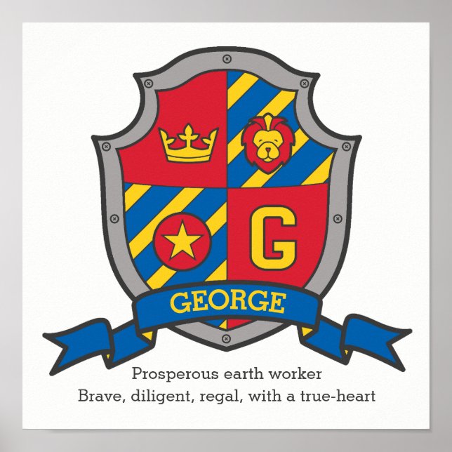 George boys name meaning heraldry shield poster (Front)
