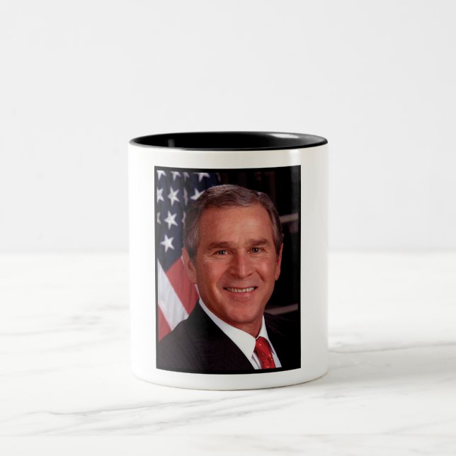 George Bush 43rd US American President Photo Two-Tone Coffee Mug (Center)