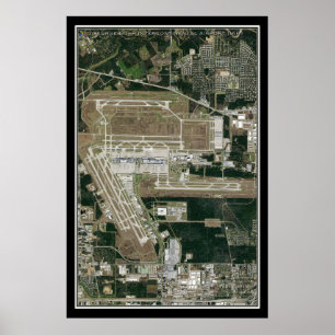 George Bush Intl Airport Houston Satellite Map Poster