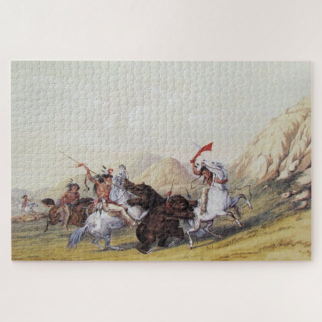 George Catlin Attacking the Grizzly Bear 1844 Jigsaw Puzzle (Horizontal)
