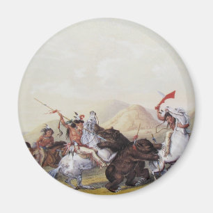 George Catlin - Attacking the Grizzly Bear Magnet