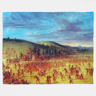 George Catlin Ball-play of the Choctaw Ball Up Fleece Blanket