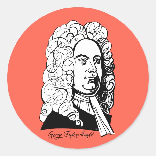 George Frideric Handel Classic Round Sticker (Front)