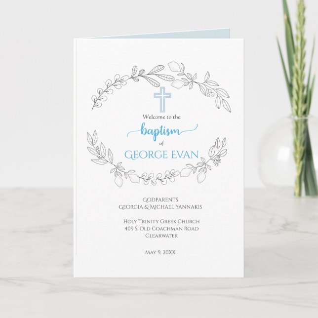 George Greek Orthodox Church Baptism Program (Front)