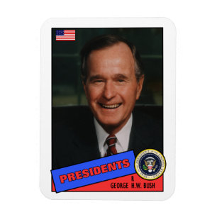 George H.W. Bush Baseball Card Magnet