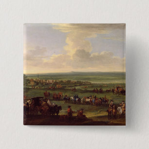 George I (1660-1727) at Newmarket, 4th/5th October 15 Cm Square Badge