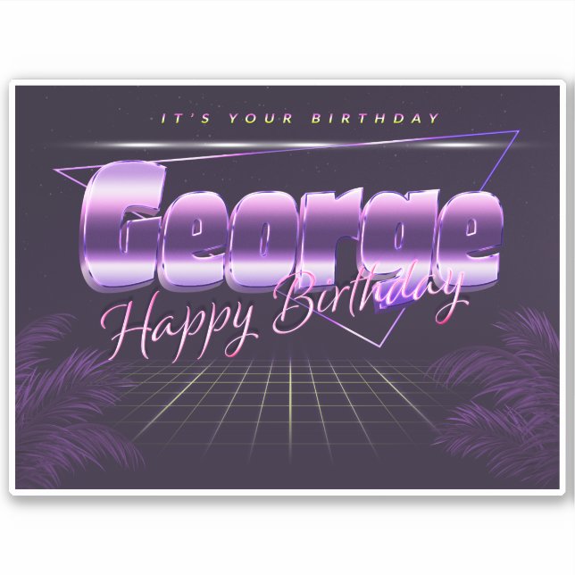 George Name First name lila retro Sticker Birthday (Front)