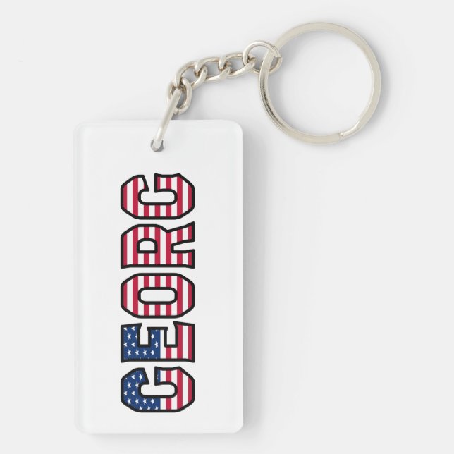 George Name First Name USA Flag Follower Keychain (Back)