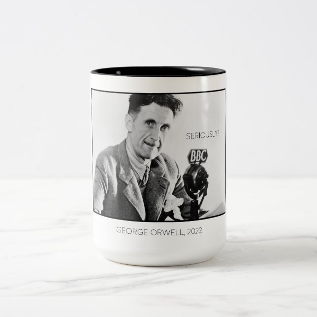 George Orwell Lives | Social Reject | Two-tone Mug (Center)