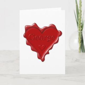 George. Red heart wax seal with name George Holiday Card