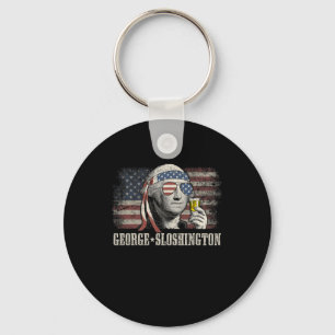 George Sloshington Washington Funny 4th Of July Us Key Ring