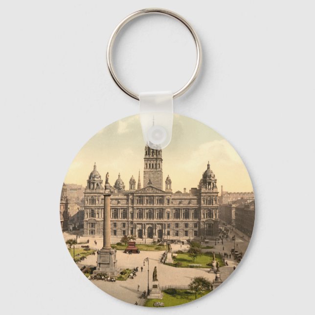 George Square, Glasgow, Scotland Key Ring (Front)