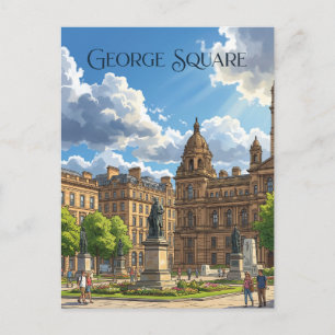 George Square, Glasgow Scotland Postcard