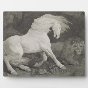 George Stubbs A Horse Affrighted by a Lion, engr Plaque