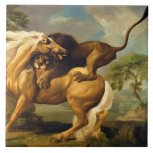 George Stubbs A Lion Attacking a Horse, c.1762 ( Ceramic Tile