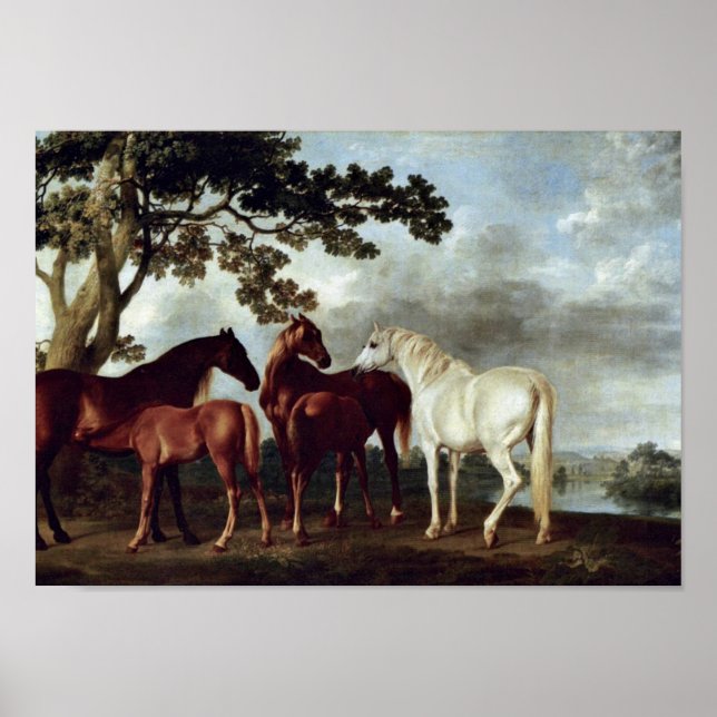 George Stubbs - Mares and Foals in a Landscape Poster (Front)
