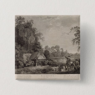 George Stubbs Shooting, plate 1, engraved by Wil 15 Cm Square Badge