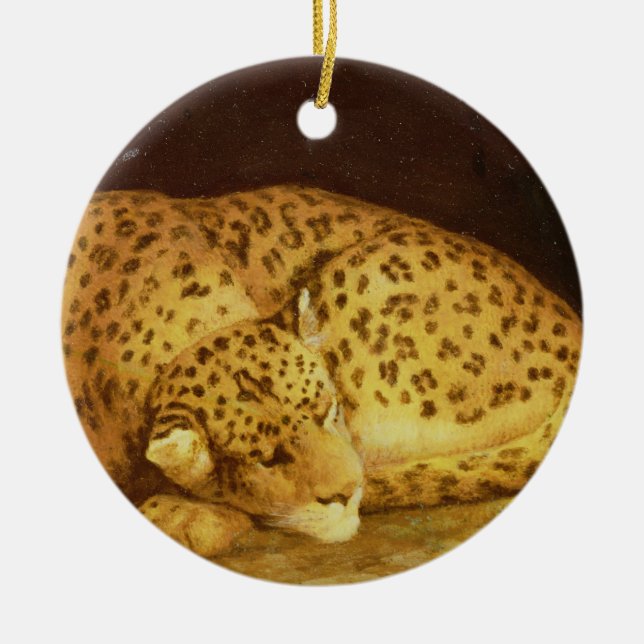 George Stubbs | Sleeping Leopard, 1777 (enamel on Ceramic Ornament (Front)